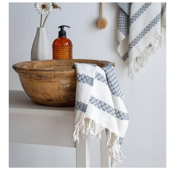 Multi-Purpose Turkish Towels, 2-Pack, 100% Turkish Cotton, 39 x 18 Grey - Picture 3 of 3